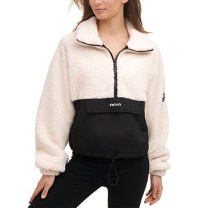 DKNY Women’s embroidered-logo sherpa jumper, Medium